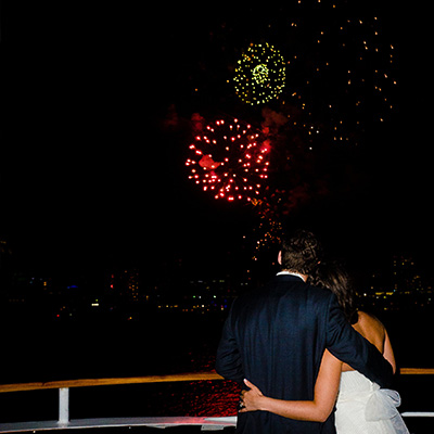 Fireworks at end of wedding