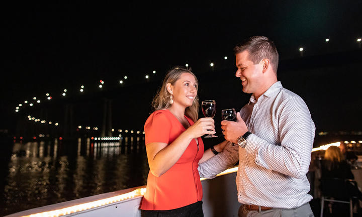 New Year's Cruise couple toasting champagne