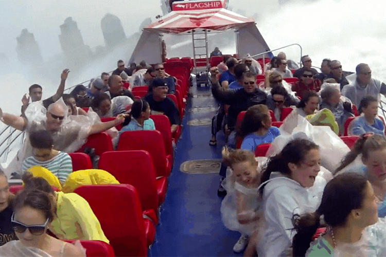 Passengers enjoying a high speed turn on the Patriot Jet Boat