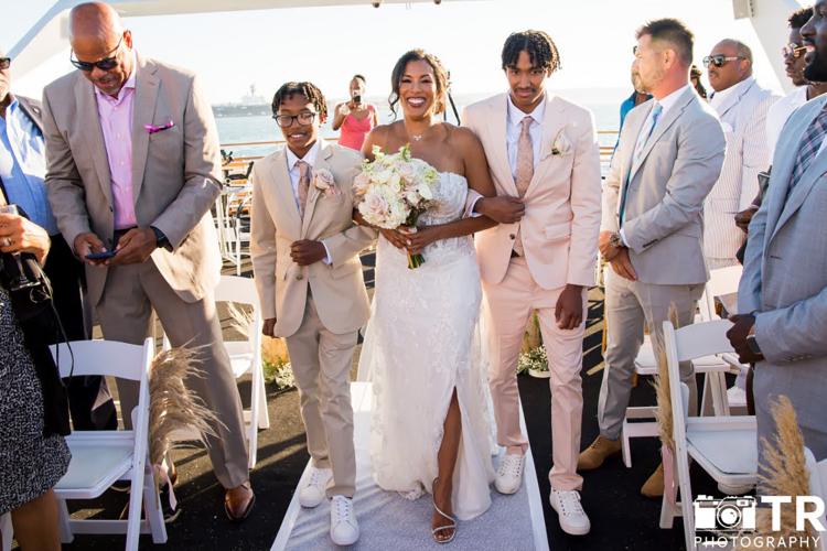 giving away bride on a yacht