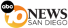 ABC 10 News San Diego logo with orange and black text.
